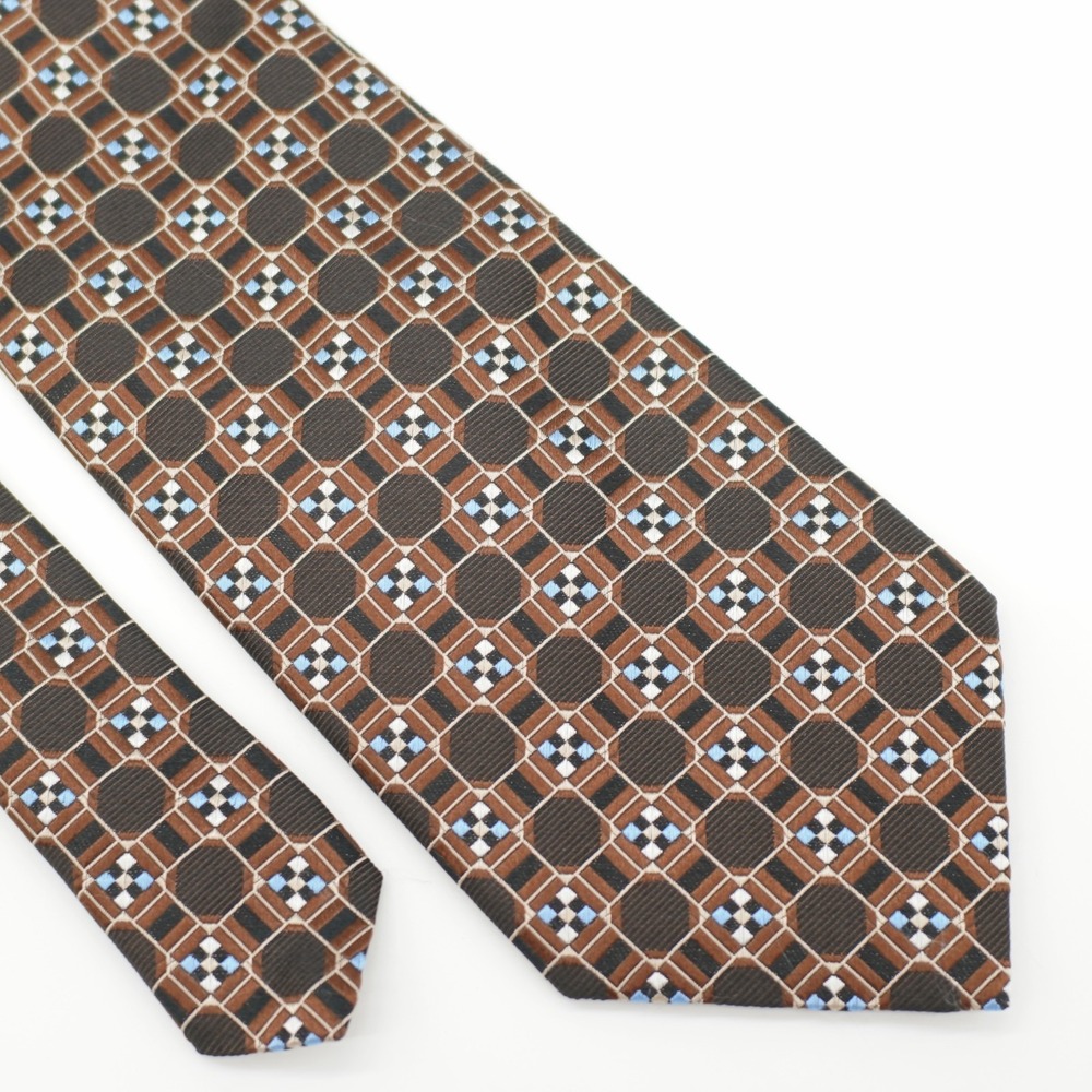 Banana Republic Woven‎ Brown Blue Geometric Silk Tie USA